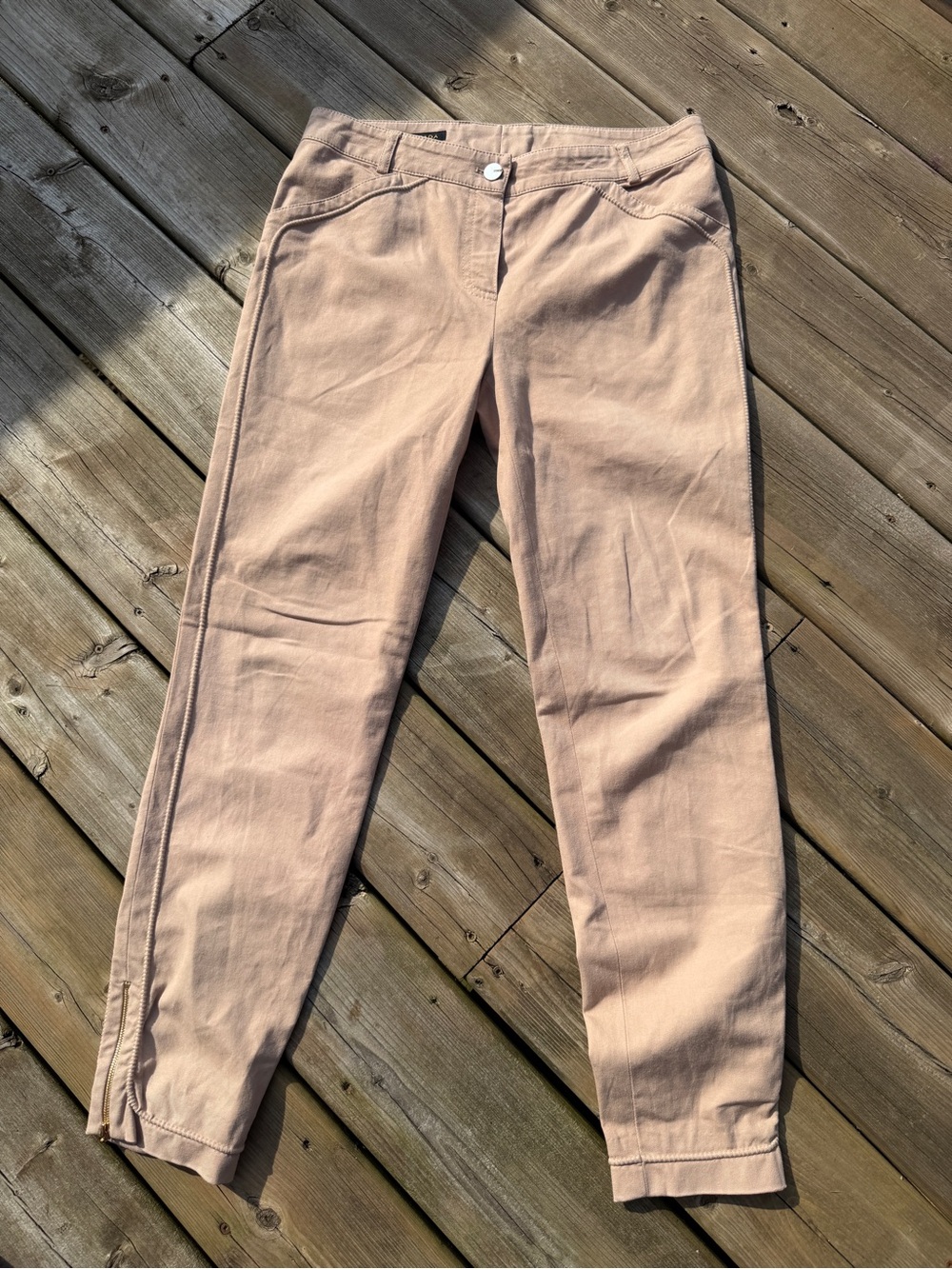 ESCADA Blush Pink Ankle Zip Stretch Pants Size 36 Designer Cropped Trousers